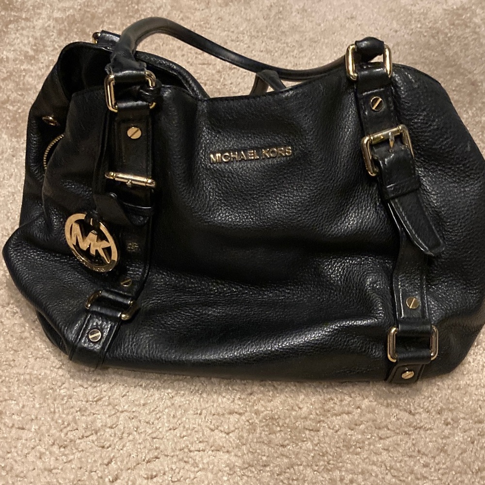 Michael Kors Black Pebbled Leather Shoulder Bag